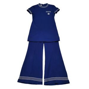 Vintage 60s Nautical Tunic and Bell Bottoms 2 PC Coord Set Size XS/S